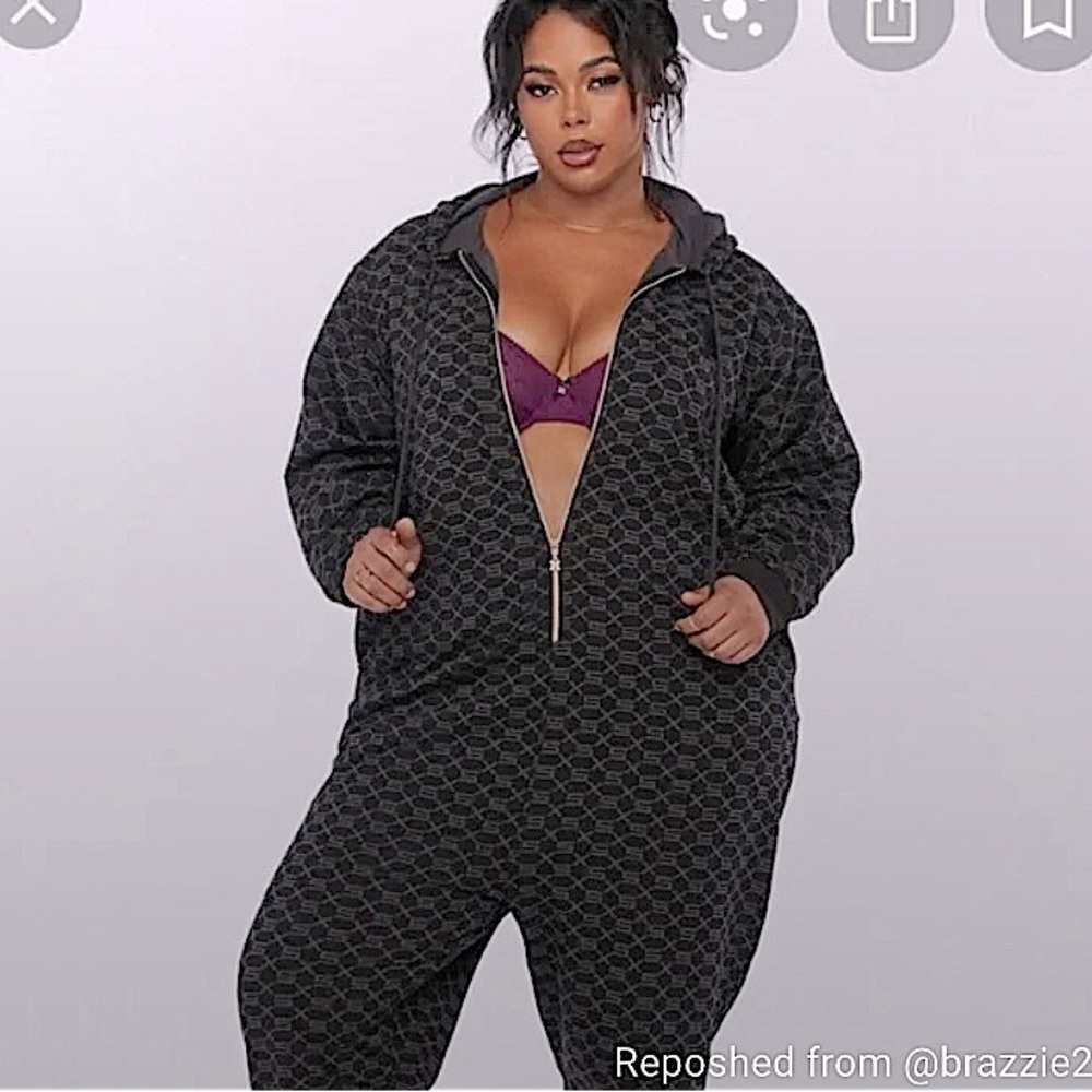 SAVAGE X FENTY original hooded onesie jumpsuit black pattern